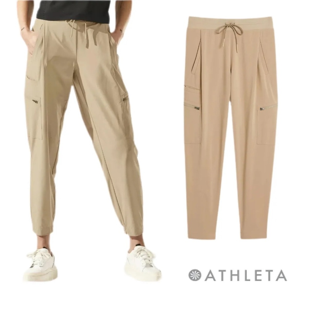 Athleta Go Far Travel Jogger Pants Tan Tall
